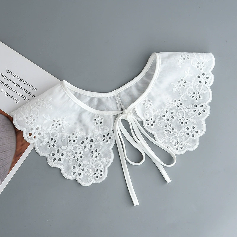 Шаль на шнуровке с цветочной вышивкой, многофункциональная Водорастворимая внешняя декоративная верхняя часть с искусственным воротником