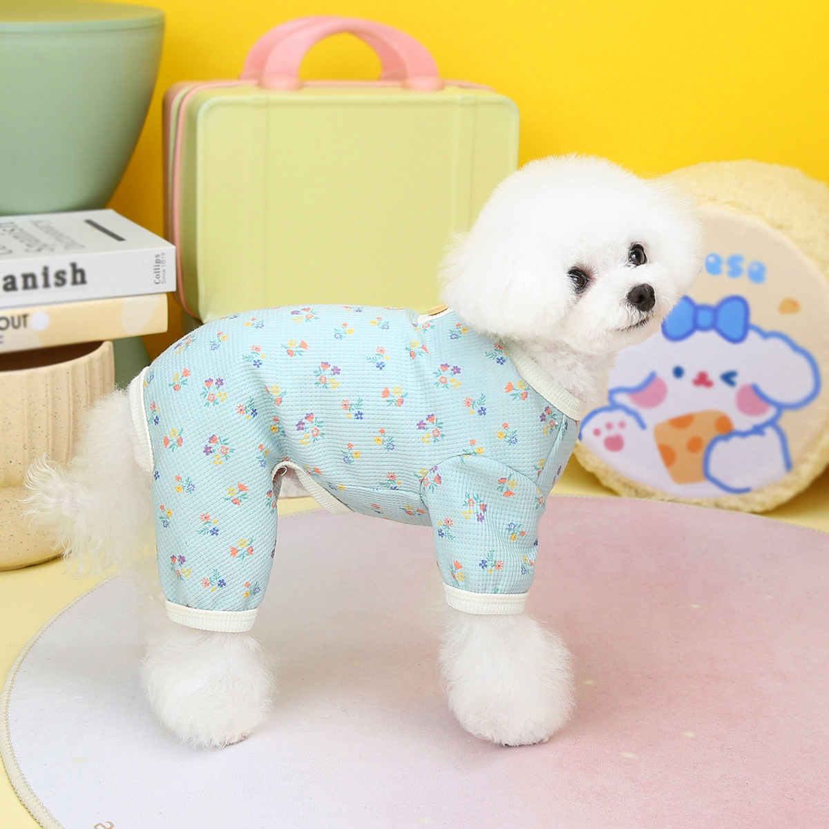 Ropa de perro mascota de cuatro patas ropa de perro para mascotas primavera y verano 23 waffle floral homewear