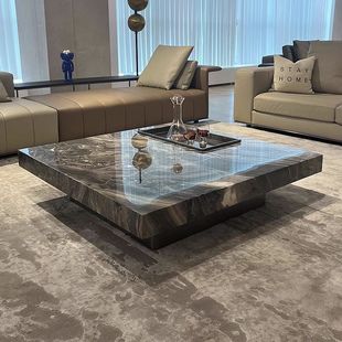 [Exquisite Polishing] Italian Minimalist Rock Board Coffee Table Living Room Home 2024 New Style Light Luxury Modern High-grade Sense Tea