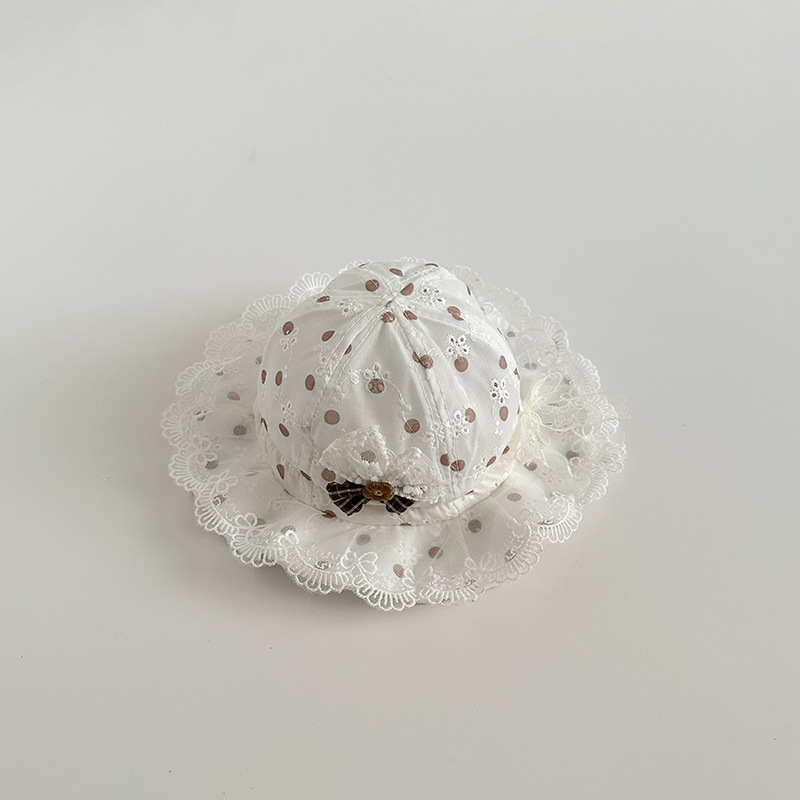 Baby pescador sombrero primavera y verano princesa delgada encaje sombrero de sol coreano para bebés sombrero de marea