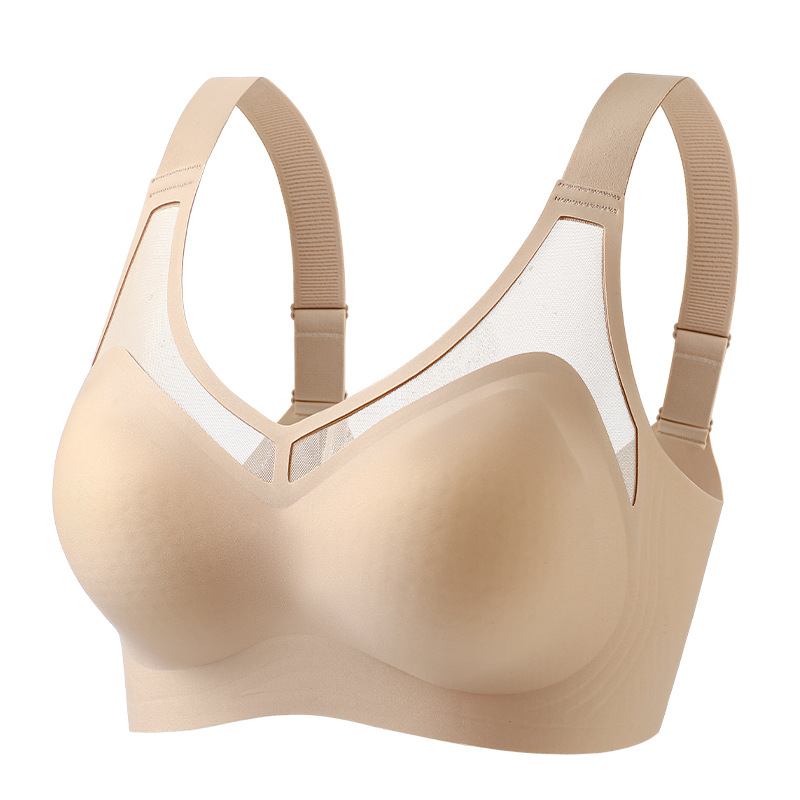 Verano delgado tamaño de malla de jalea ropa interior damas reunidas sin marcas sin anillo de acero bra anti-caída bra de soporte superior