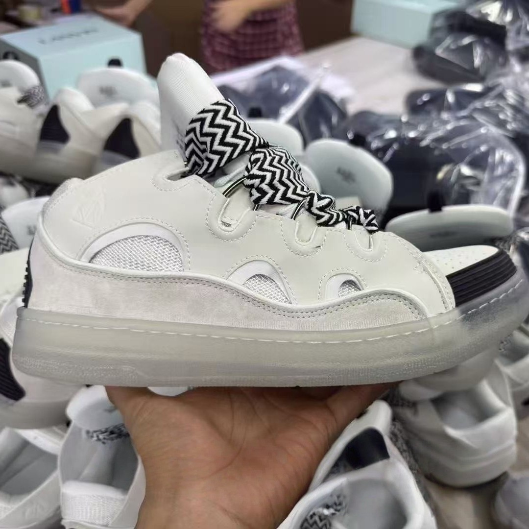Putian Langfan hombres y mujeres costura de cuero con cordones CURB zapatos casuales deportivos zapatillas de deporte retro zapatos de papá nuevos transfronterizos