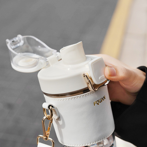 Light luxury Maidi double drinking cup, direct drinking straw, dual-purpose cup, strap, tumbler, ins internet celebrity water cup wholesale and delivery