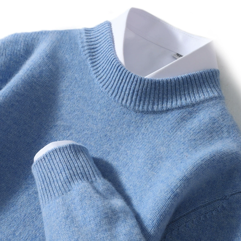 Осенне-зимний кашемировый свитер с высоким воротом, мужской утолщенный Повседневный свитер, однотонная свободная деловая вязаная Базовая рубашка из чистой шерсти