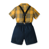 Летняя рубашка для мальчиков, подтяжки, детский комплект, платье, (Трансграничная торговля)