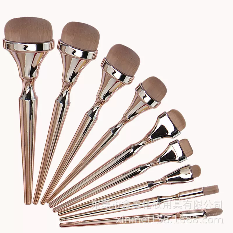 9支金色椭圆化妆刷全套初学者美妆工具刷粉底腮红无痕套装定妆