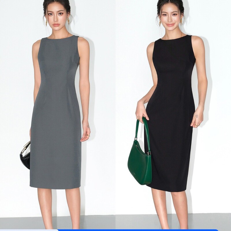 Neva Hu Rachel Dress Gray Suit Vest Dress Women's Waist-Cinching High-End Sleeveless Long Dress Same Style as Rachel