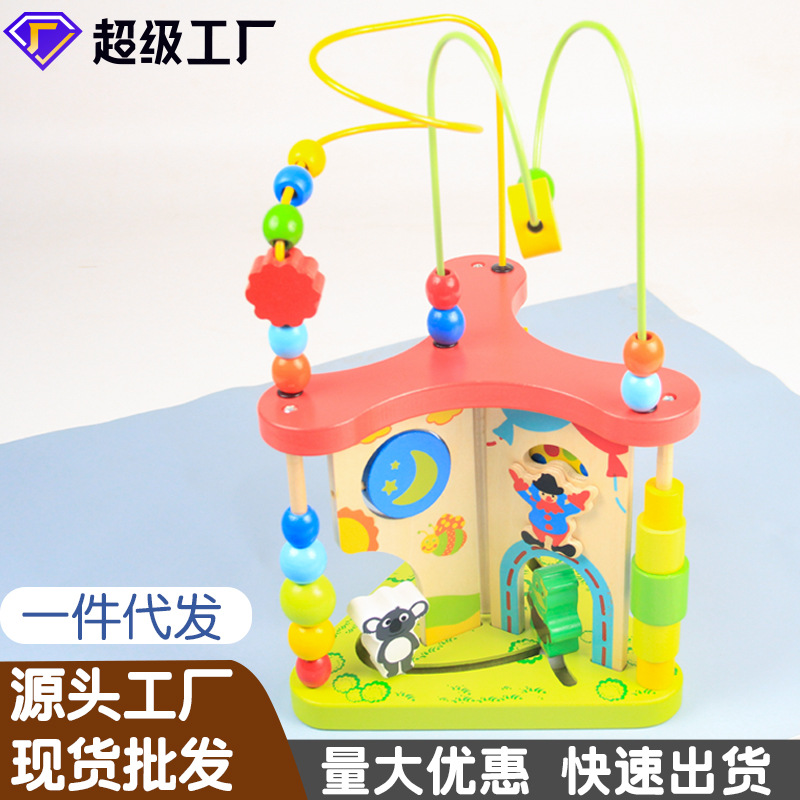 Xinyun Educación temprana para niños Juguete grande Juego de combinación de plataforma giratoria de cuentas multifuncional Juego de caja del tesoro de madera