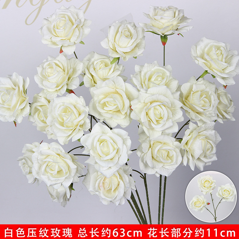Bodas de flores de seda de imitación blanca flores falsas decorativas floral sala de bodas floral hogar ramo único camino de introducción de flores