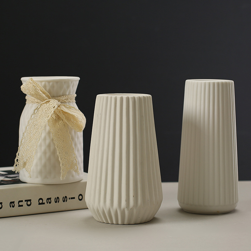 Vaso de cerámica blanca de lujo nórdica inswind floral creativa decoración floral simple alta sensación mayorista europea