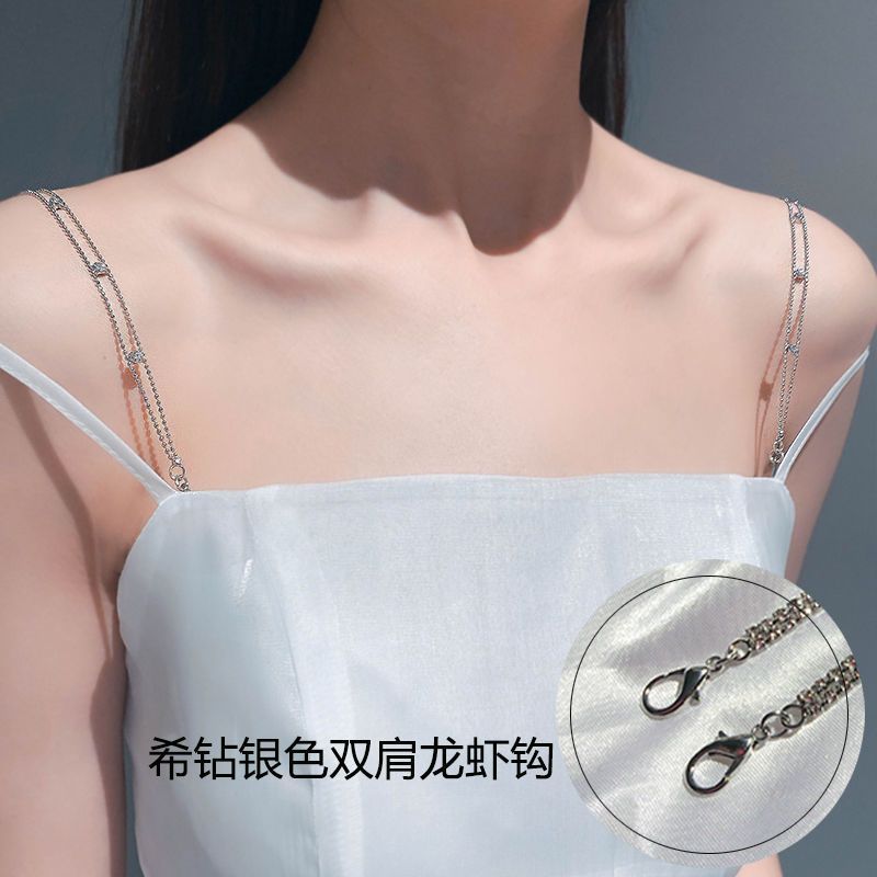 Cordillera de hombro cadena de ropa de abrigo ajustable reemplazable accesorios de diamante de pecho expuestos ropa de perlas