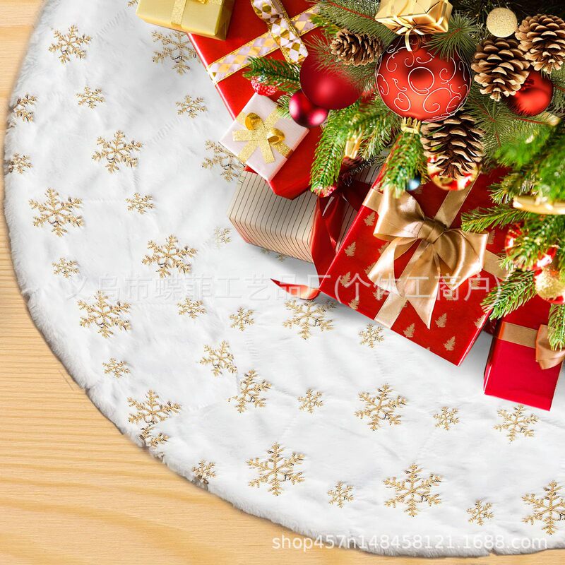 クリスマスクリスマスツリースカート白ぬいぐるみ刺繍ツリースカート真珠光沢のあるスノーフレークスパンコールクリスマスツリースカートクリスマスツリー装飾|undefined