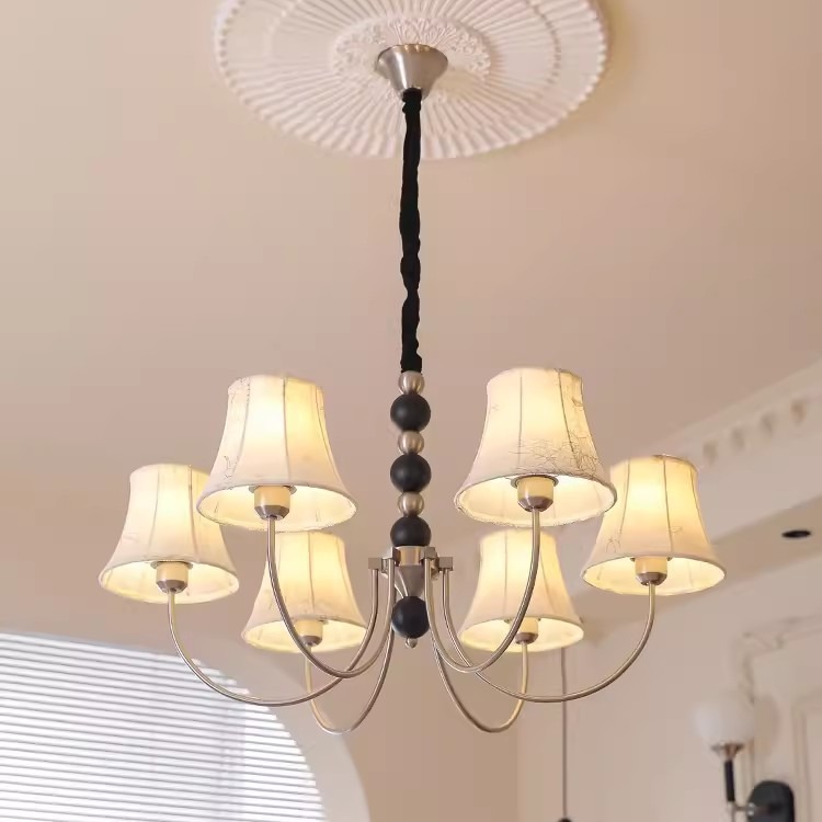 Luces de sala de estar francesas Luces de guardarropa de estilo Nanyang Luces de comedor antiguas Luces de tela de dormitorio de estudio retro americano