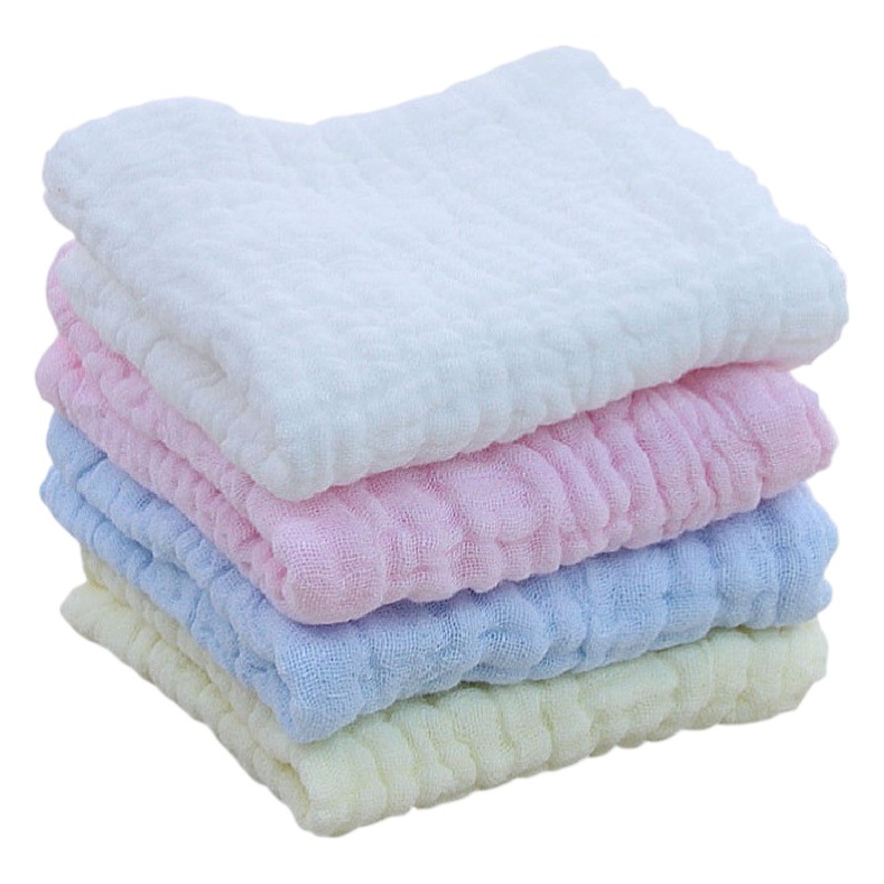 Cotton Baby 6 six-layer plain color saliva towel gauze kindergarten solid color square towel children's towel handkerchief wash face Category A