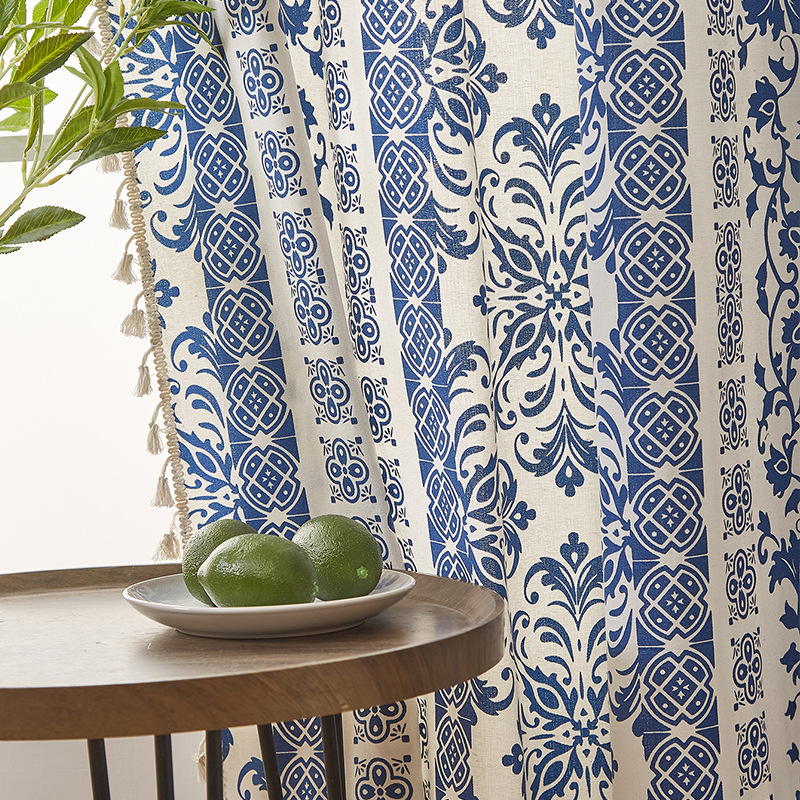 Chinese-style Blue And White Porcelain Curtains For Bedroom_voghion.com
