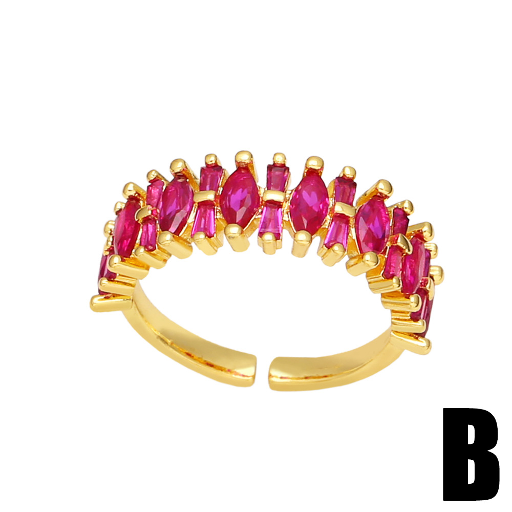 Fashion Square Copper Open Ring Plating Inlay Zircon Copper Rings