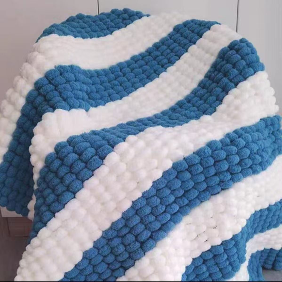 밀크화이트+밀크블루_실볼 5개+공구 (스카프뜨기 1.6m * 16cm )