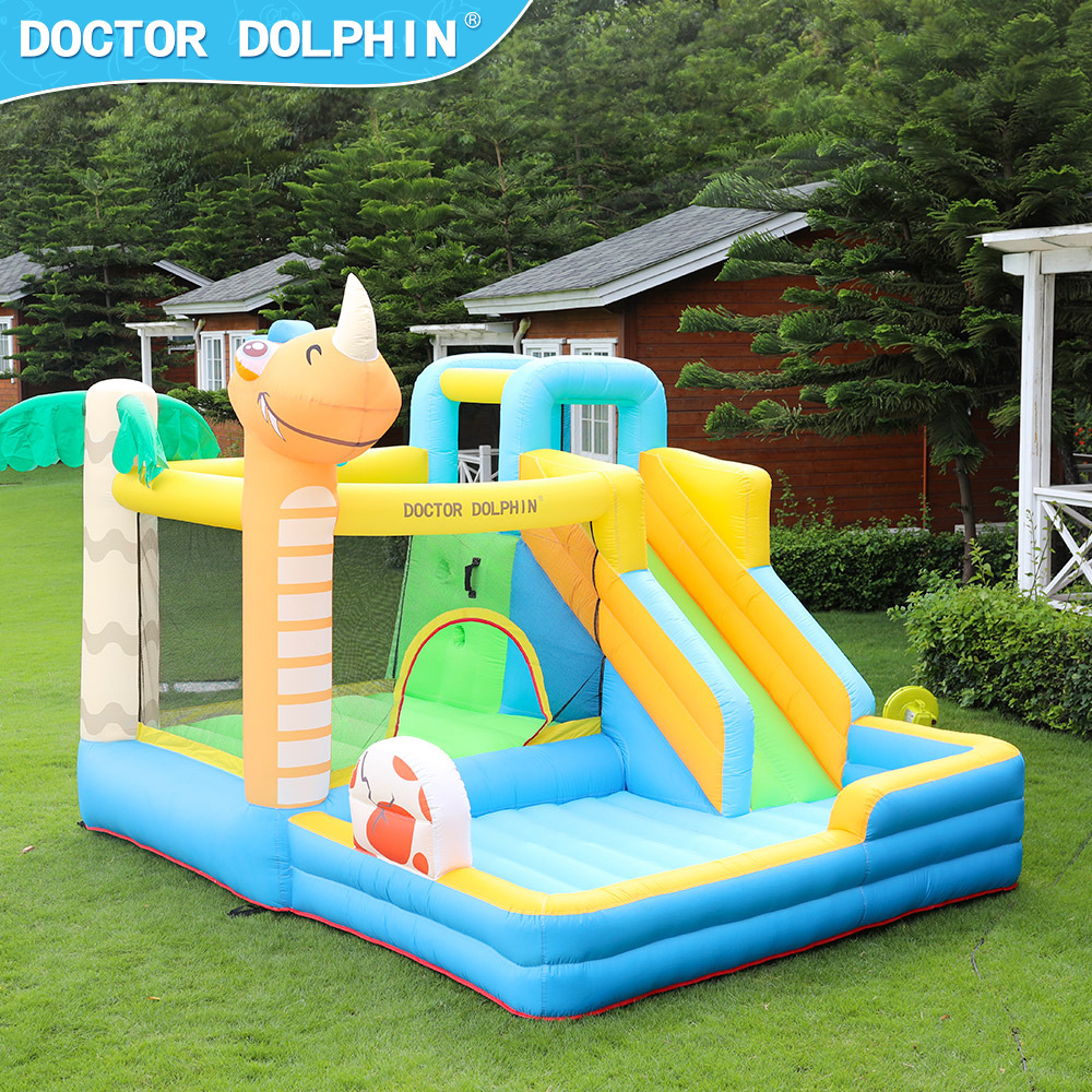 Castillo Inflable Doctor Dolphin, Cama Elástica Inflable para Niños, Tobogán Combinado, Castillo Inflable para Interiores y Exteriores, Personalización para Fiestas Infantiles