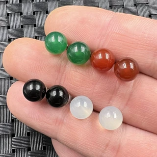 冰种红玛瑙圆珠玉石耳钉碧绿色圆珠耳坠黑白玛瑙8毫米耳环批发