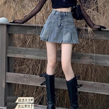高腰牛仔a字半身裙子早春秋夏季2025年新款小个子百褶短裙爆款女