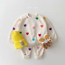 韩版童装秋款婴幼童装玫瑰花朵气球洋气休闲套装卫衣两件套潮