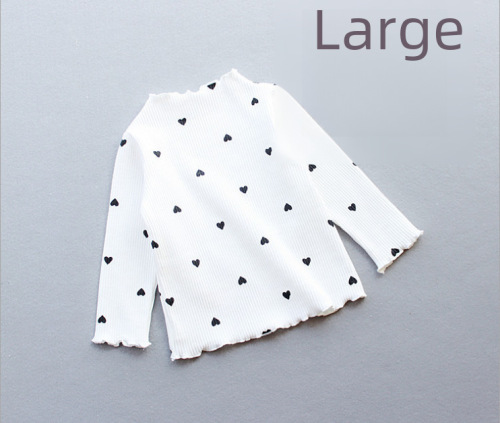 Children's clothing dropshipping  Spring and Autumn Season Girls' Placket Ribbed Heart Long-Sleeve T-Shirt Baby Kids Base Shirt