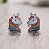 European and American new little girl unicorn, drip oil spiral ear needle cross -border hot -selling accessories Unicorn Earrings