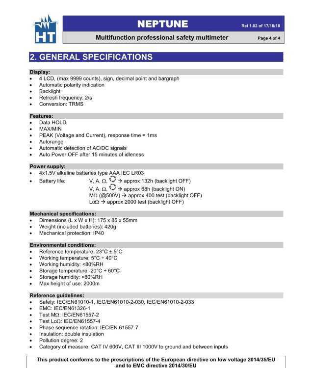 议价意大利 HT Instruments NEPTUNE 绝缘和连续性专业万用表