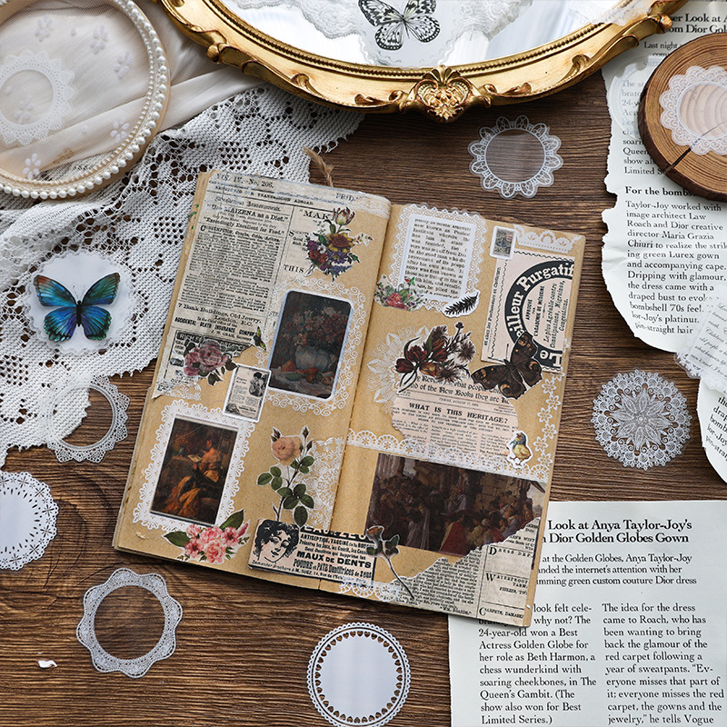 Yuezhen Sun Moon Star mano cuenta pegatinas vintage encaje niños mano cuenta pegatinas PET Goo tarjeta material traje al por mayor