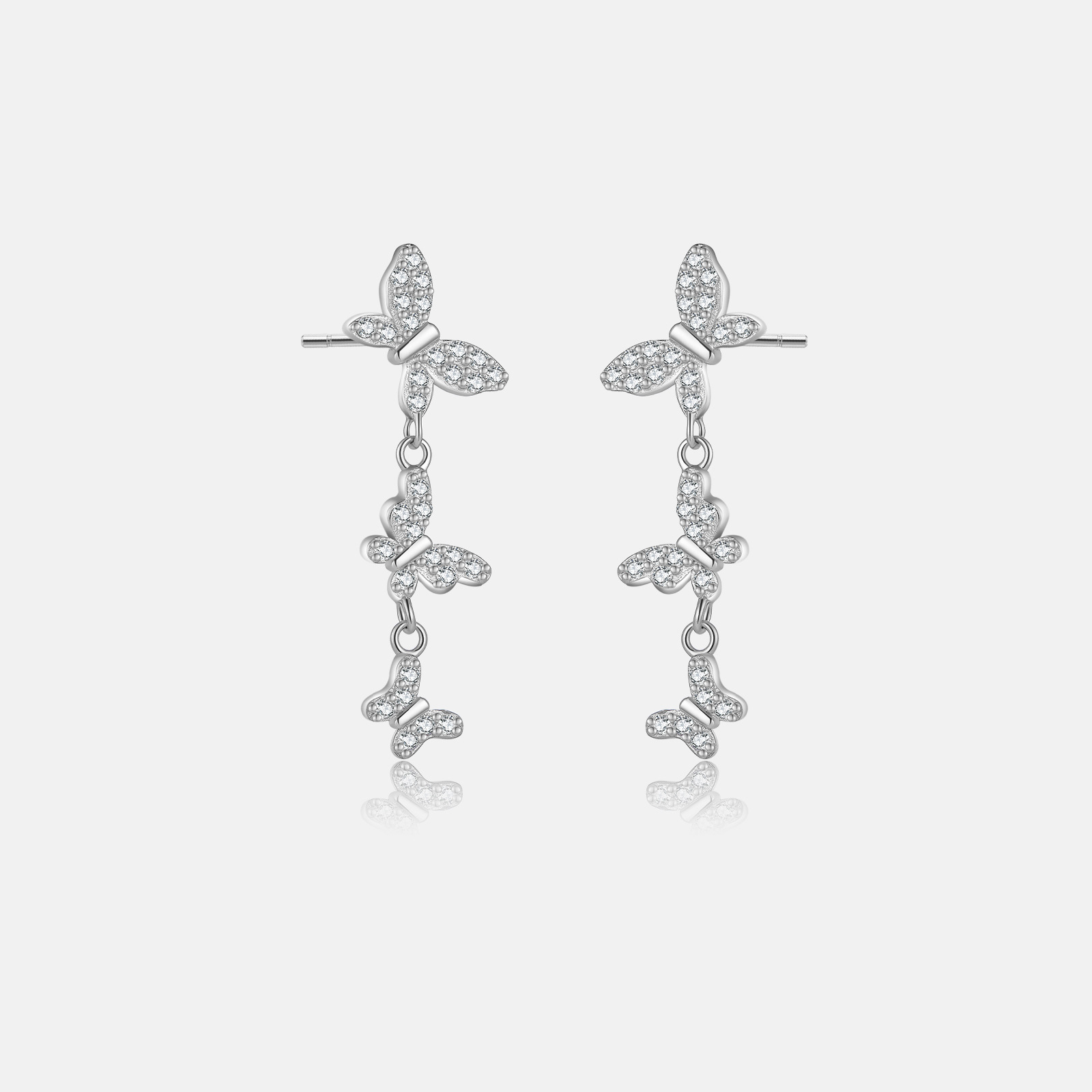 925 Sterling Silver Material 1 Pair 18K Gold Plated 925 Sterling Silver Zircon Butterfly Drop Earrings