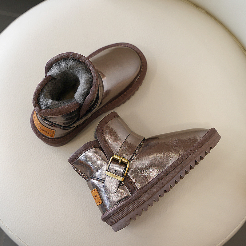 Scarponi da neve per bambini in pelle bovina impermeabili di alta qualità, stivaletti per bambini e bambine, scarpe in morbido cotone ispessito,_voghion.com