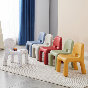 Nordic Children's Chair Eco-friendly Plastic Baby Kindergarten Dining Table and Chair Internet Popular Ins Household Backrest Small Low Bench