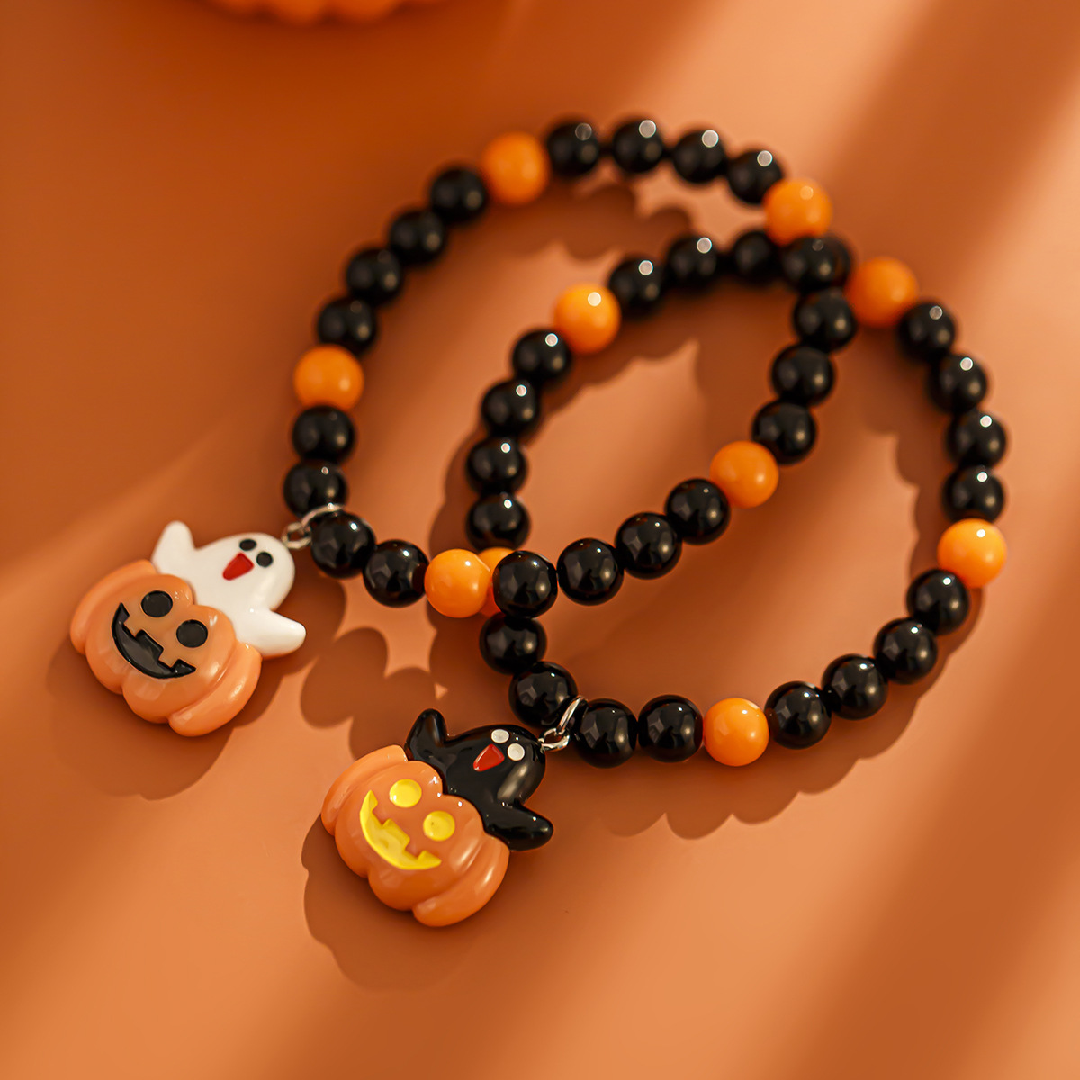 Pulsera de cerámica blanda multicapa con diseño de calabaza fantasma y viento de Ins, pulsera de bruja fantasma para fiesta de Halloween_voghion.com