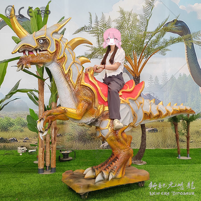 Simulación de equitación de dinosaurios equipos de atracción modelo animal productos de simulación modelo de dinosaurio de silicona escultura de exhibición de dinosaurios