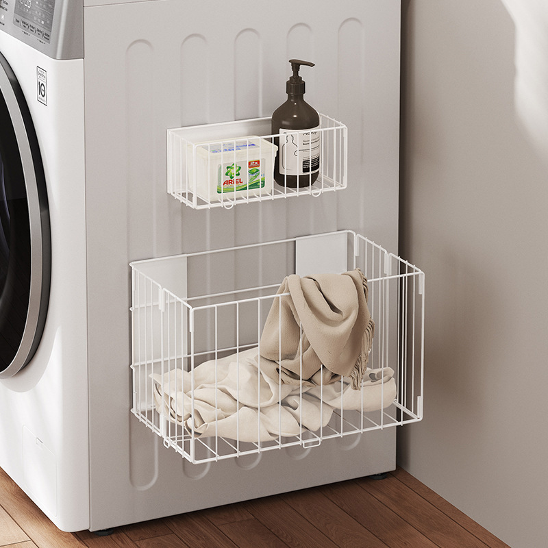 Magnetic Household Dirty Clothes Basket Iron Storage Rack Foldable Storage Rack Storage Artifact Washing Machine Wall-Mounted Dirty Clothes Basket