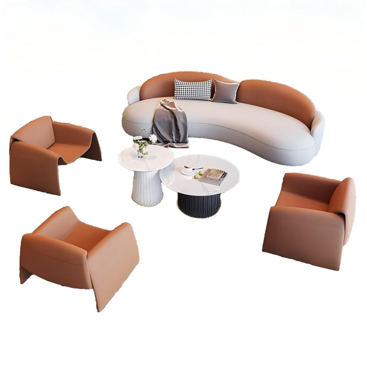 División de ventas para negociar sofá de lujo ligero sala de estar hotel lobby recepción oficina de recepción sofá mesa de té combinación image 7
