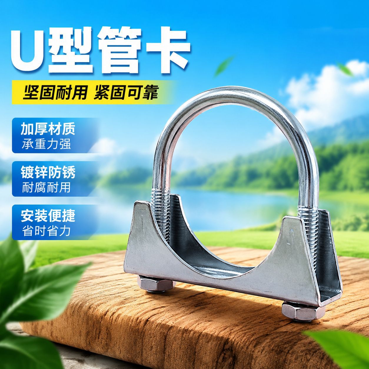 304不锈钢强力管卡U型排气管卡箍汽车排气挡板卡套M8可排气管 五金、工具厂家批发实拍图