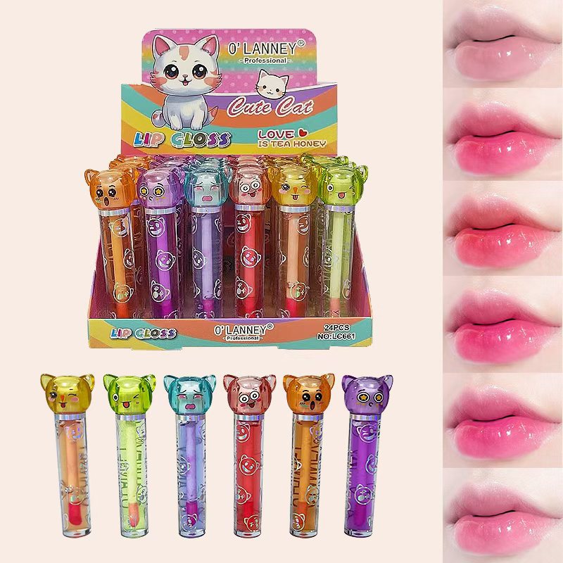 New Foreign Trade Cross-Border Cartoon Series Cat Kuromi Moisturizing Lipstick Water Funny Expression Lip Gloss Color