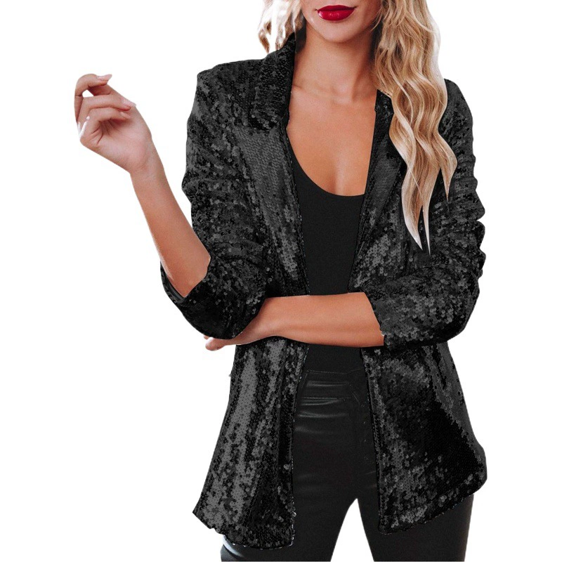 AliExpress Ebay европейский и американский весенний Повседневный пиджак 2023 года с бусинами разноцветный элегантный пиджак с длинными рукавами и пайетками INS