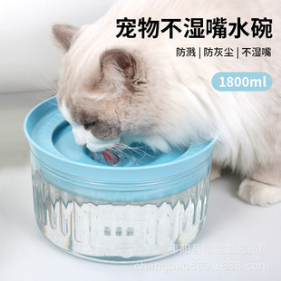 Large-capacity pet non-wet mouth water bowl anti-splash dog cat drinking bowl easy to clean portable water bowl