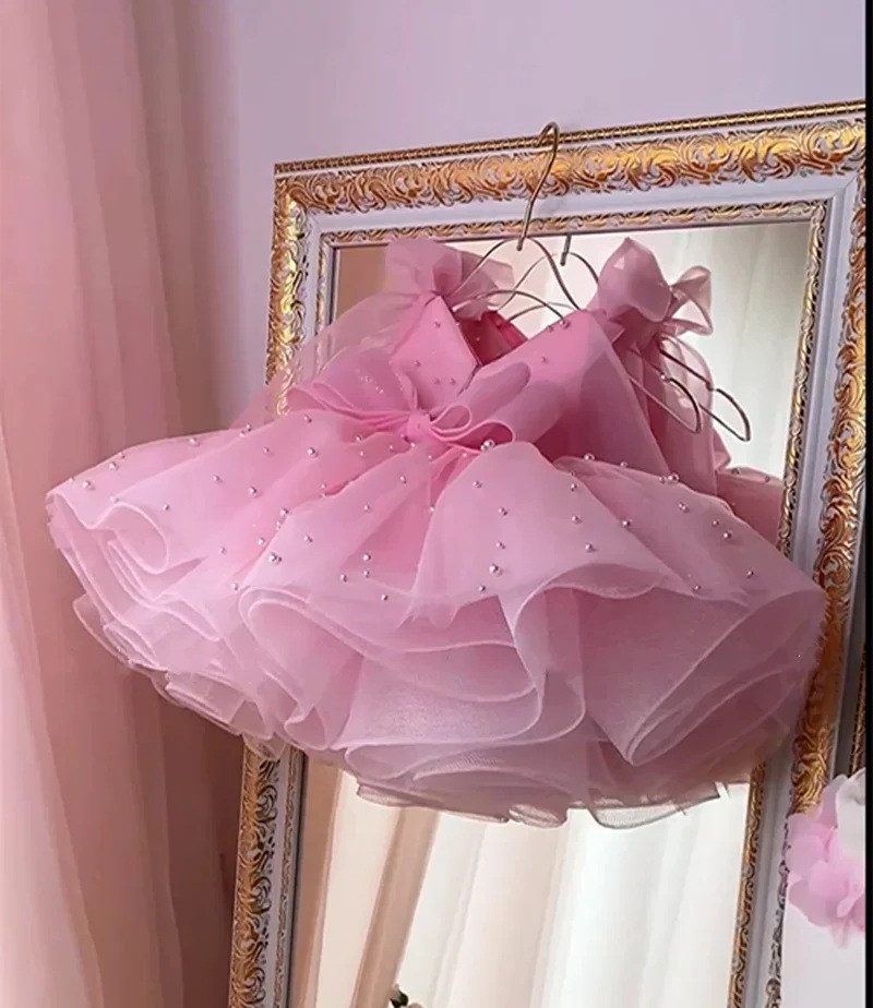 Abito da principessa in tulle per bambina, perfetto per feste di compleanno e spettacoli di pianoforte, in cotone._voghion.com