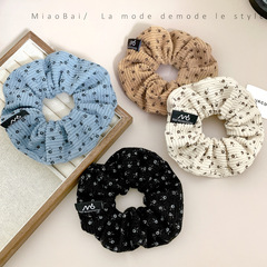 Korean-style blogger's vintage small floral corduroy large intestine hair tie for women, simple hair tie hair accessories