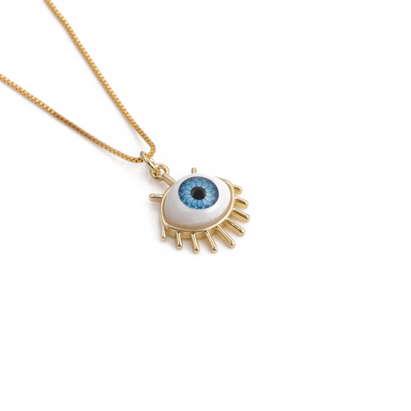 simple dripping evil eye pendant copper zircon necklace wholesale