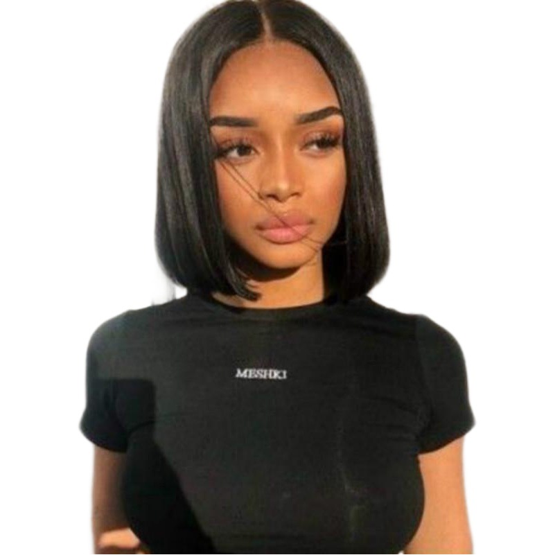 Peluca transfronteriza africana para mujer pelo corto y recto cabeza de Bobo simulación de punto medio cuero cabelludo Amazon Comercio exterior moda pelo corto en stock
