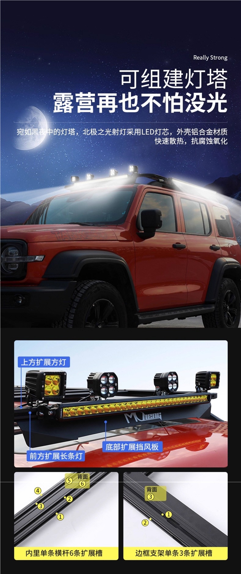 Tank 300 roof rack frame off-road modification aluminum alloy folding ladder side tent expansion platform backpack