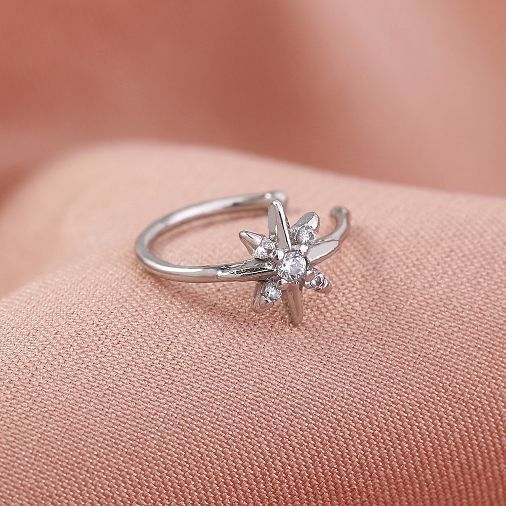 personality trend nose studs micro-studded piercing false nose ring crown nose clip zircon accessori