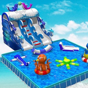 Large water park inflatable faucet slide outdoor movable children castle adult bracket pool pool