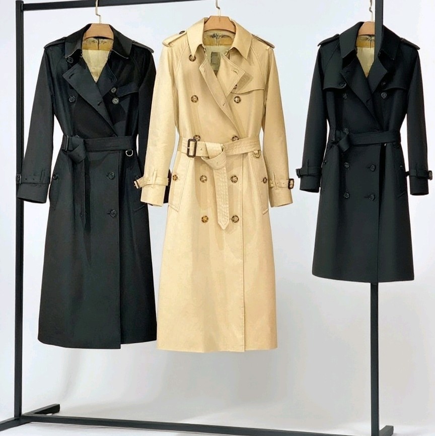 BBR滑铁卢版型加长款女士风衣BUR经典款英伦风女士双排扣大衣南油