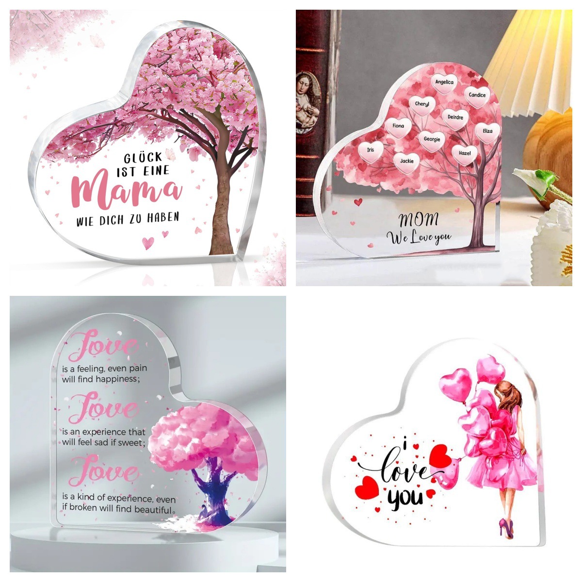 跨境新品热卖爱心透明亚克力摆件情人节送妈妈情侣闺蜜礼物摆件品