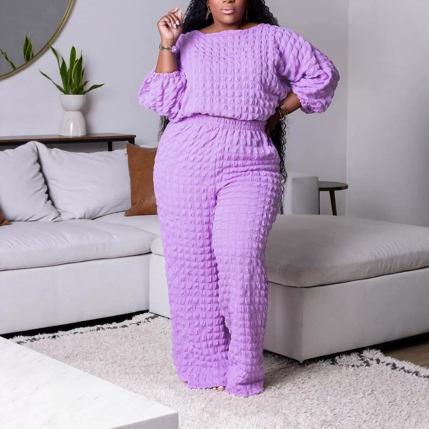 TB6264欧美时尚爆款TEMU热卖休闲舒适宽松两件套大码套装